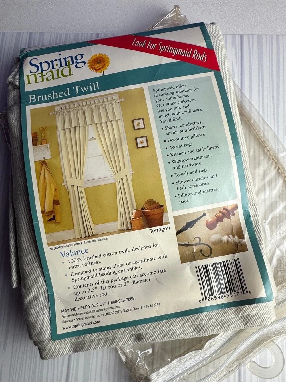 Vintage Springmaid Brushed Twill Drapes Valance Tarragon Curtains 84x15